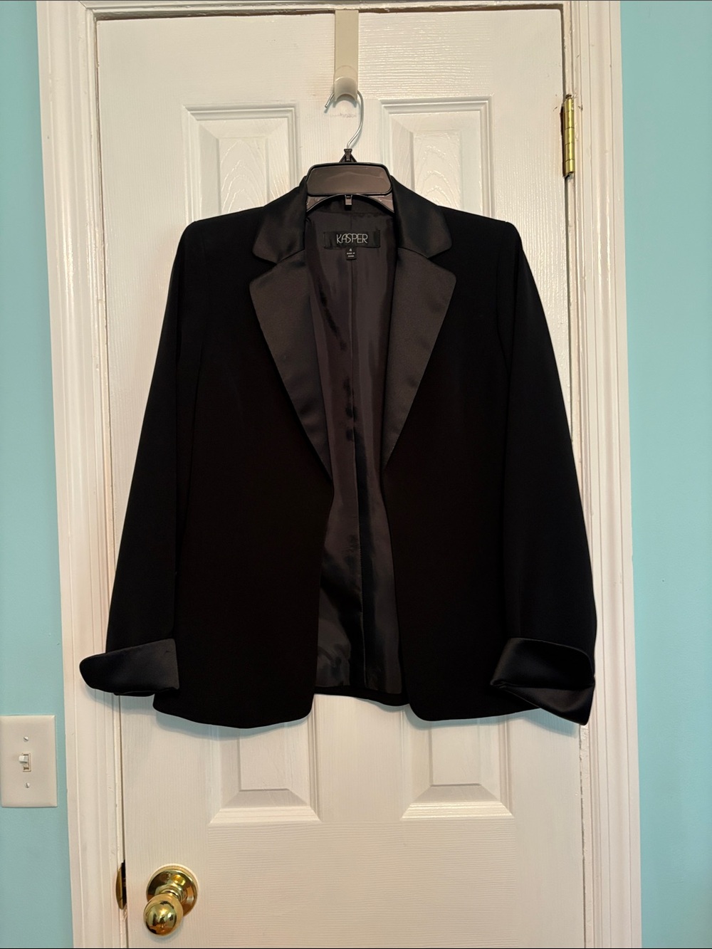 Kasper Black Open Satin-Trim Blazer